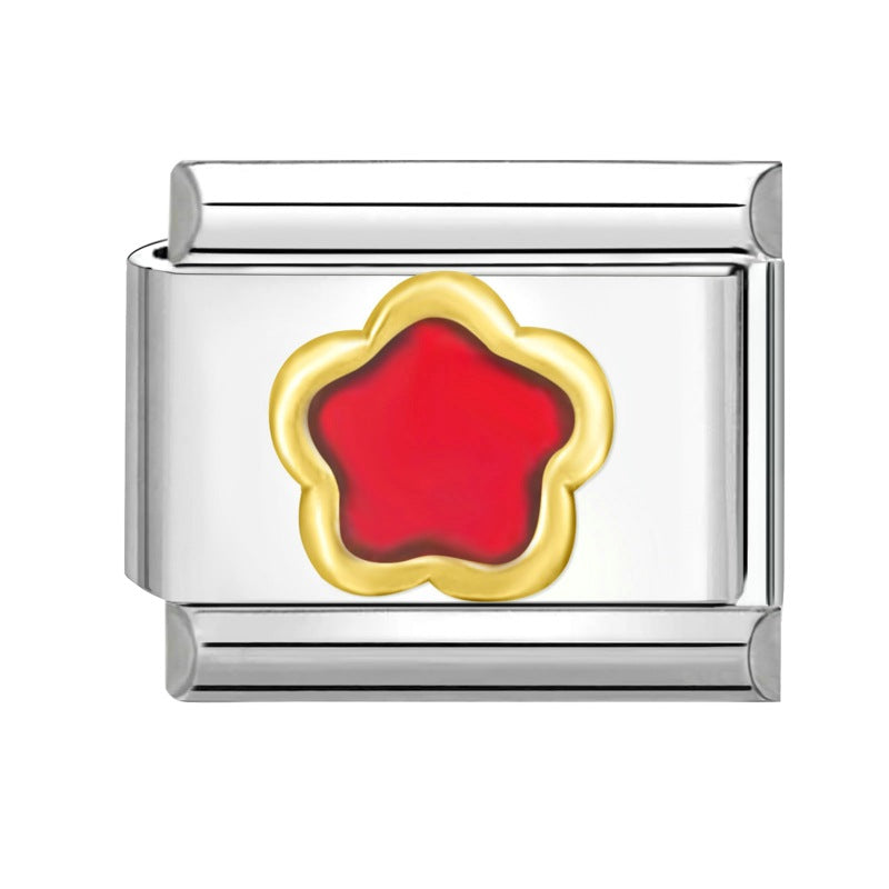 Wholesale Italian modular bracelet 9mm DIY splicing detachable flower series stainless steel combinable bracelet