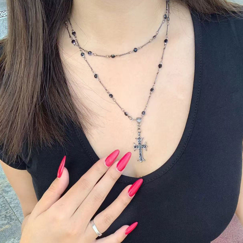 Wholesale   Zircon Cross Beaded Necklace