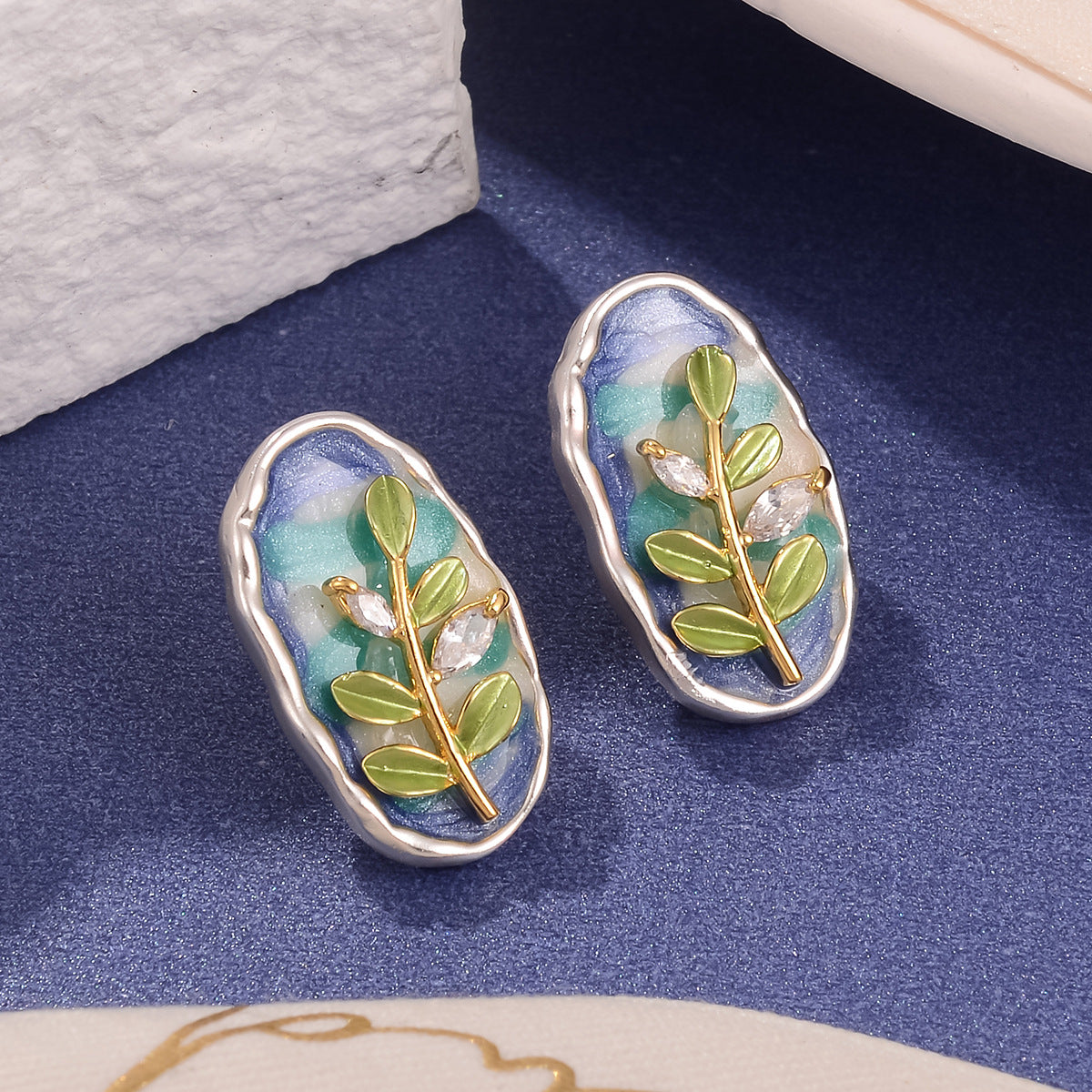 Wholesale Enameled Gradient Oil Drop Earrings