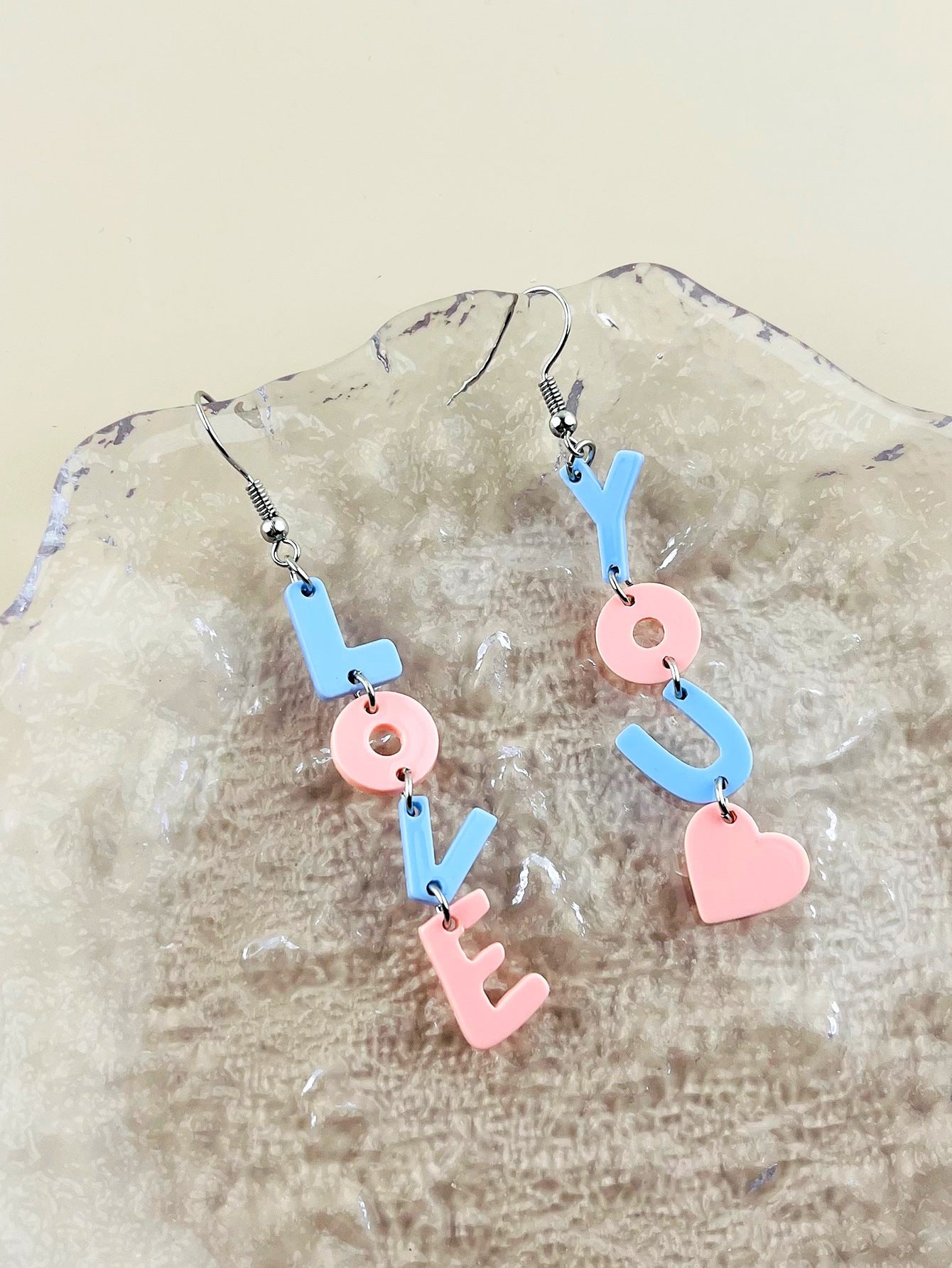 Wholesale  Valentine's Day love Acrylic Color Stitching Letter Women's Earrings