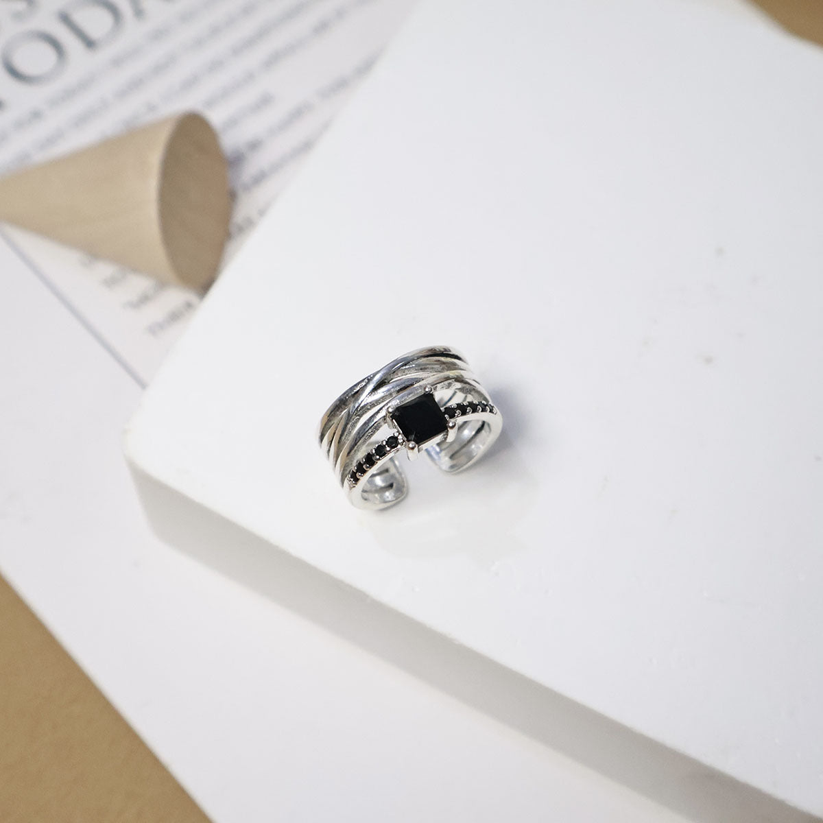 Wholesale 925 Silver Twist Double Layer Zircon Ring