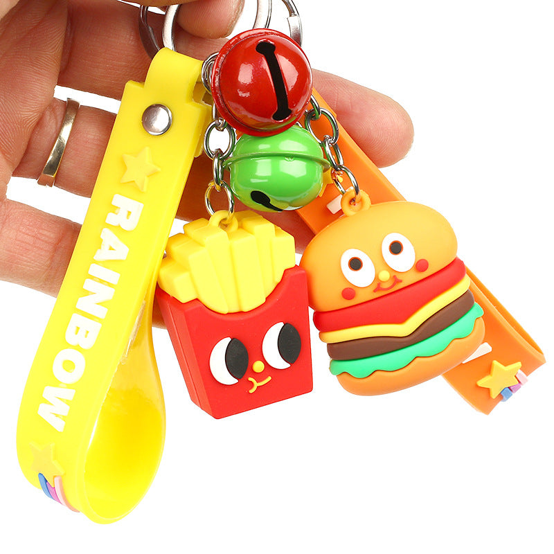 Cartoon Cute PVC Soft Food Hamburger Keychains ACC-KC-HongAo009