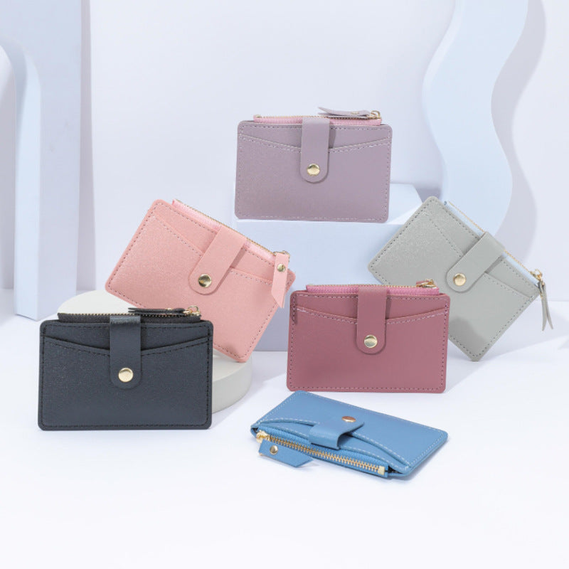 Wholesale PU Leather Multi Slot Zipper Card Wallet Black Fashion Accessory For Women