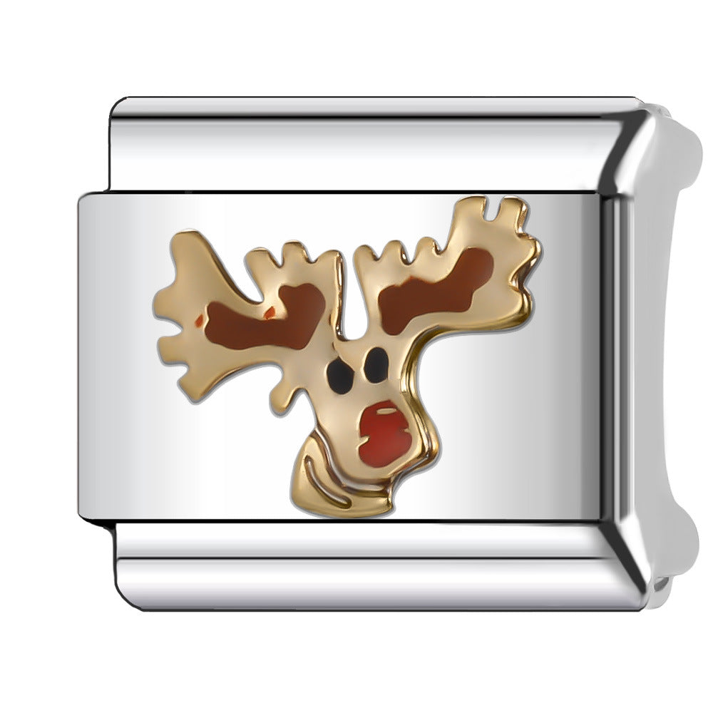 Wholesale Italian Charm Bracelet 9mm DIY Splicing Christmas Series Stainless Steel Composable Bracelet