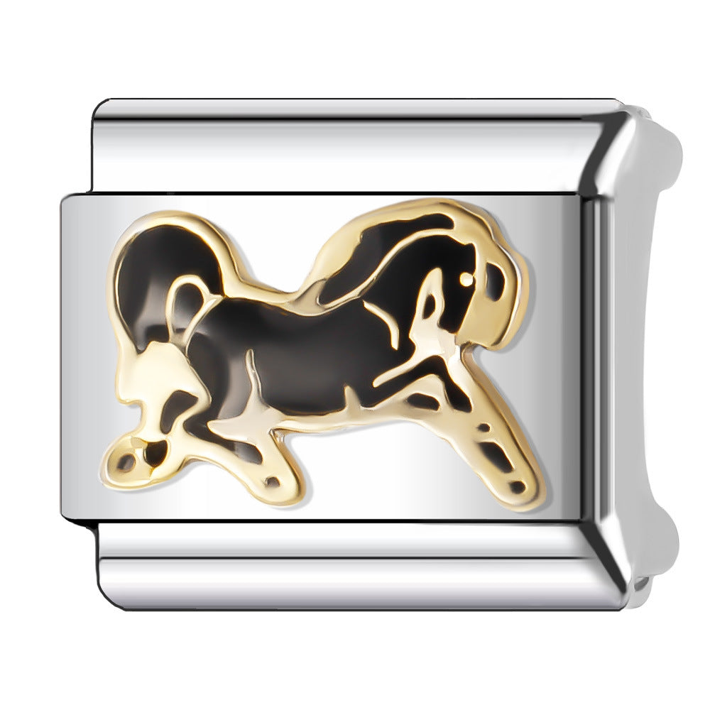 Wholesale Italian Charm Bracelet 9mm DIY Splicing Creative Pattern Stainless Steel Composable Bracelet