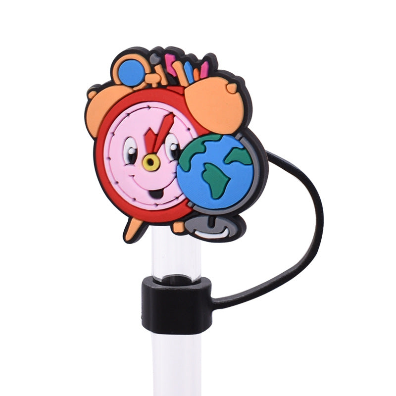 Wholesale Random 100pcs Back to School Series PVC Soft Straw Tube Cap