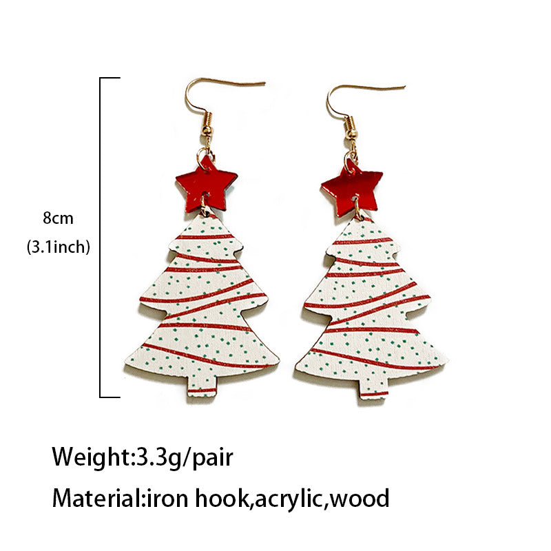 Wholesale Christmas Tree Wood Earrings