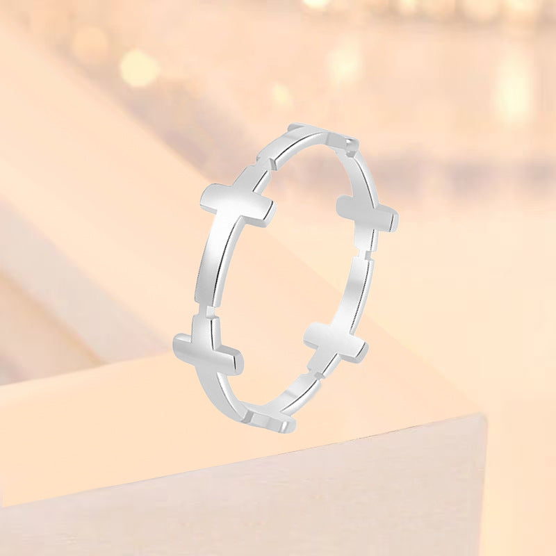 Wholesale  Light Luxury Titanium Steel Cross Ring