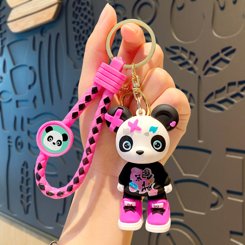 Wholesale Cartoon Graffiti Resin Panda Series Keychains ACC-KC-HongLei002