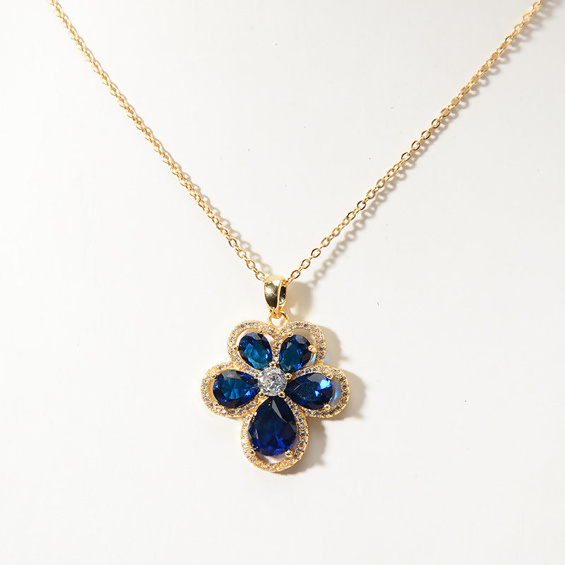 Wholesale Rhinestone Flower Long Necklace Accessories