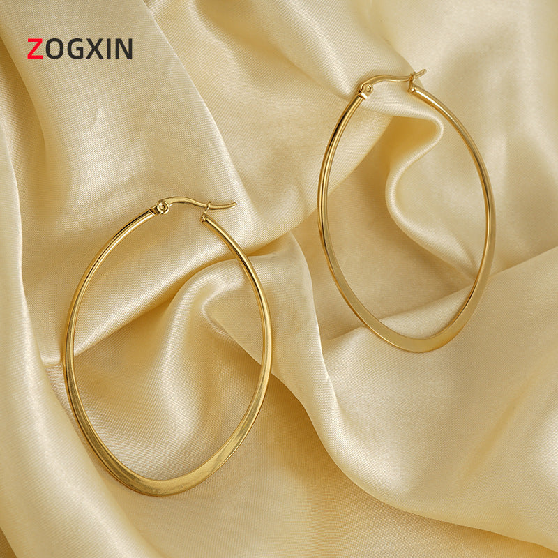 Wholesale  Titanium Steel Circle Electroplated 18K Gold Earrings