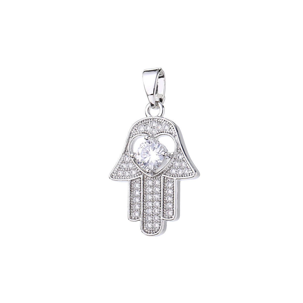 Wholesale Gold Tone Evil Eye Hamsa Hand Pendant Micro Zircon DIY Necklace Charm For Jewelry Making Boutique Resale