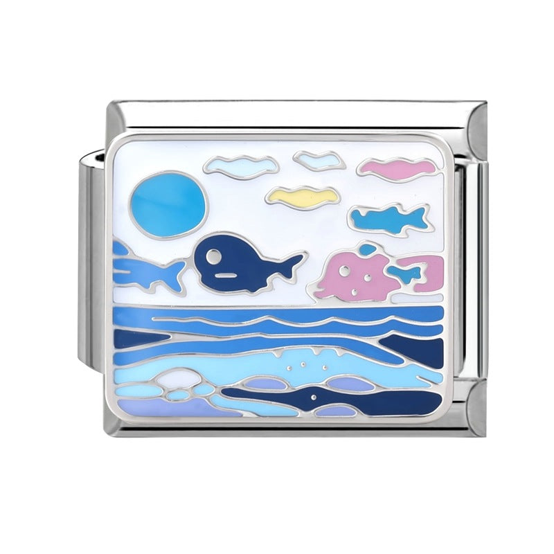 Wholesale 9mm Italian Charm Starter Bracelets DIY Marine Series Stainless Steel Composable Bracelet