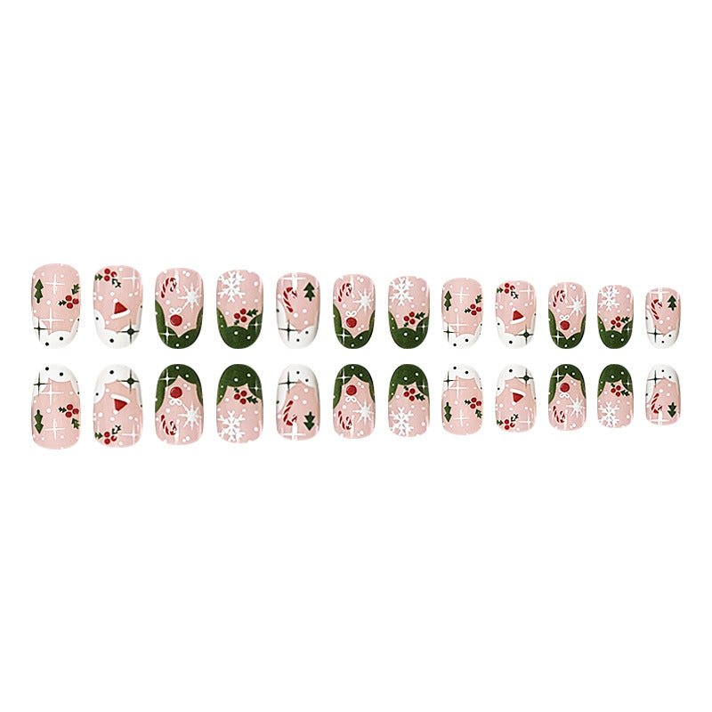 Wholesale 24 Pieces/box Christmas Press-on Nails Kits Nail Stickers ACC-NS-FengLi008