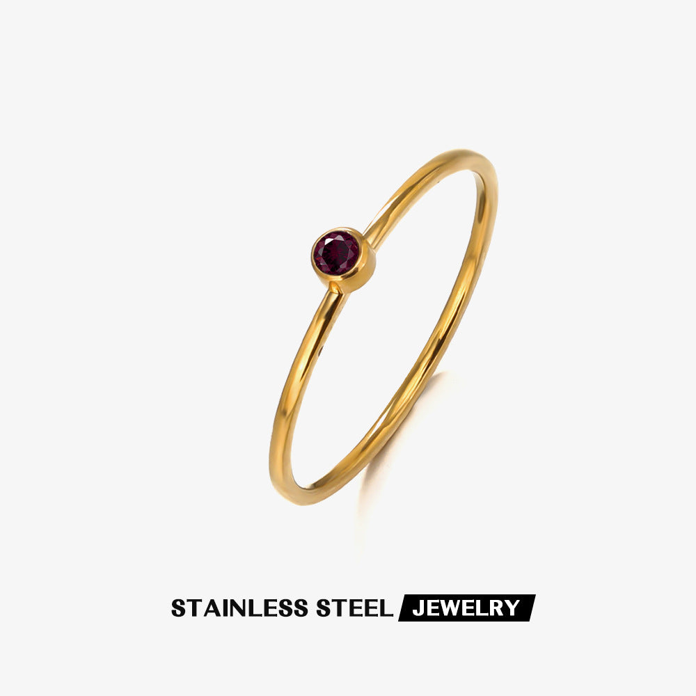 Wholesale Twelve Month Birthstone Diamond Stainless Steel Rings ACC-RS-JiaLi006