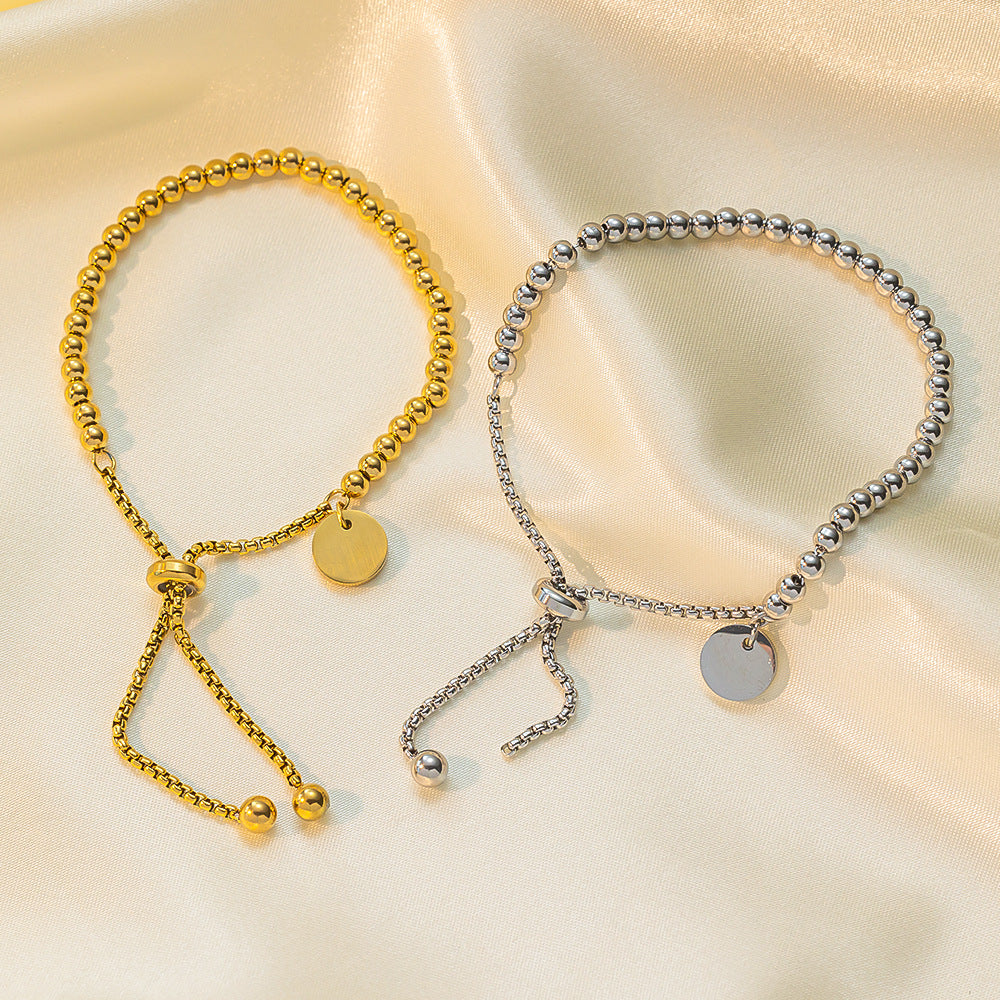 Wholesale Fashion Round Tag Adjustable Titanium Steel Bracelets ACC-BT-Tais003