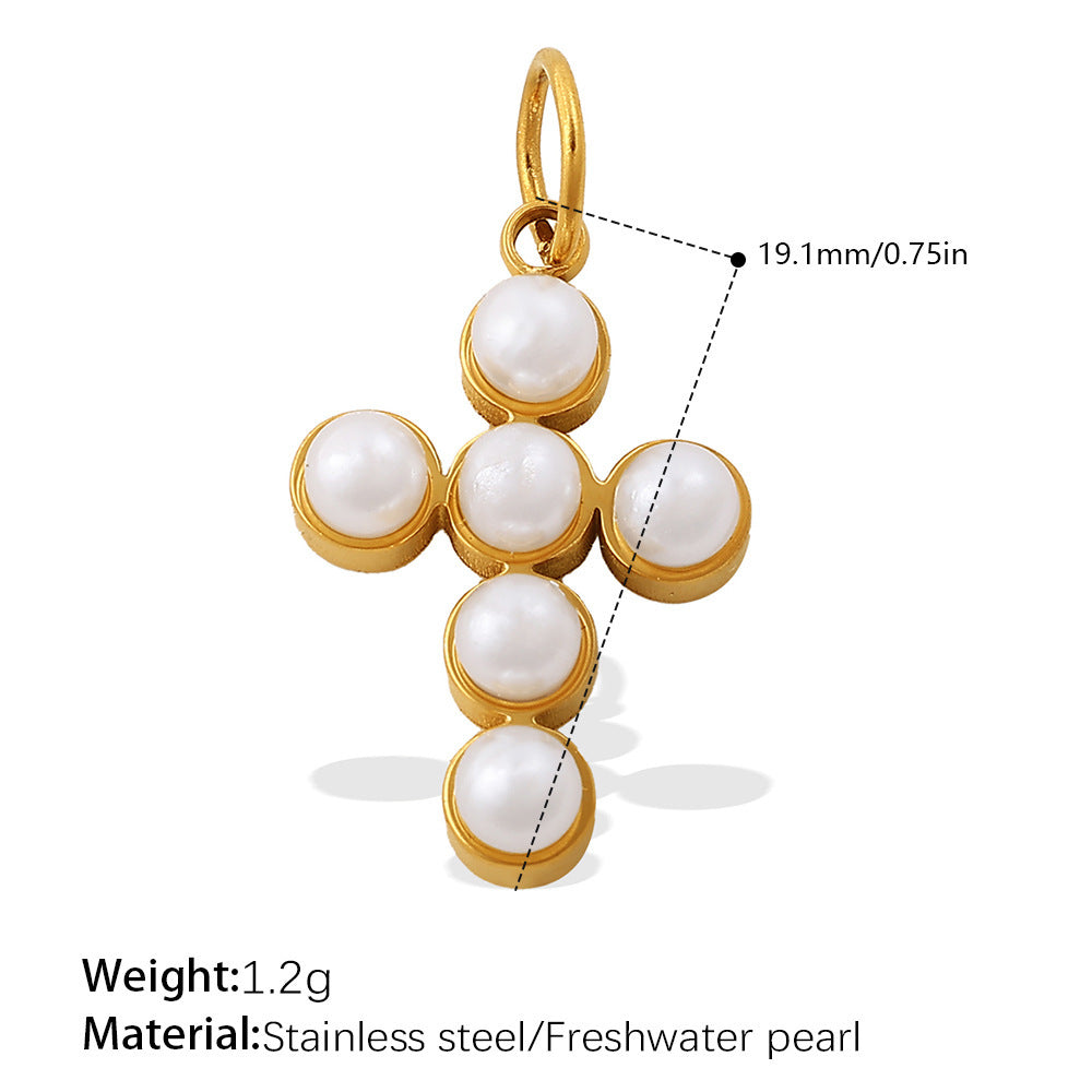 Wholesale Irregular Cross-Shaped DIY Stainless Steel Pendant Full Diamond Jewelry Accessories Necklace Zircon Diamond Inlaid