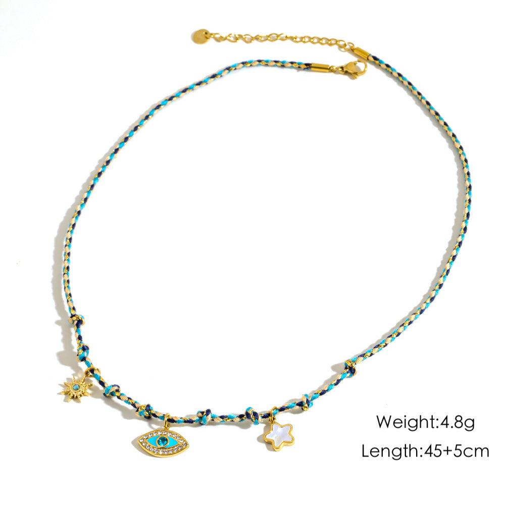 Wholesale retro stainless steel multi pendant ladies necklace