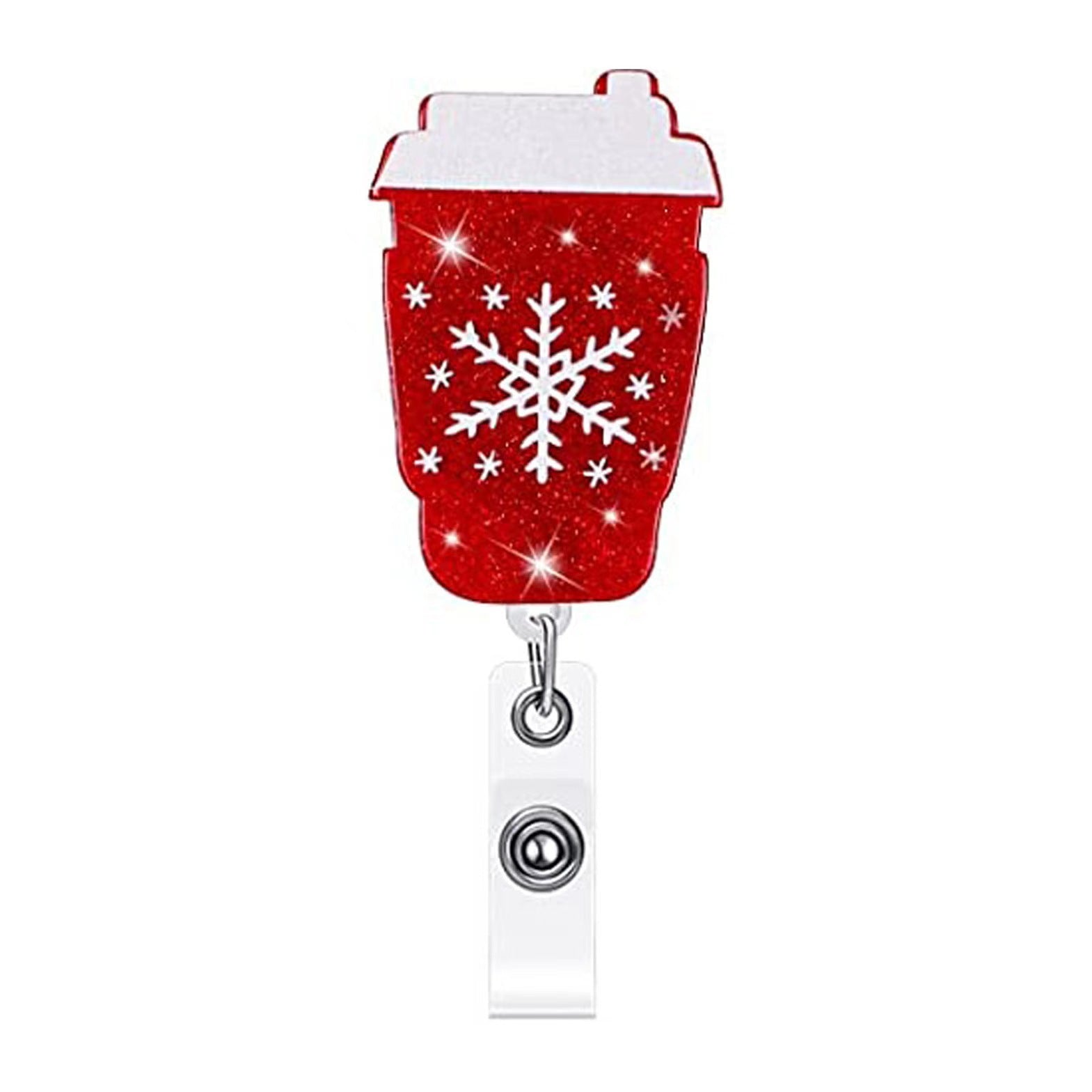 Wholesale Christmas Tree Holiday Glitter Badge Clip Retractable Keychain ACC-KC-LingYu011