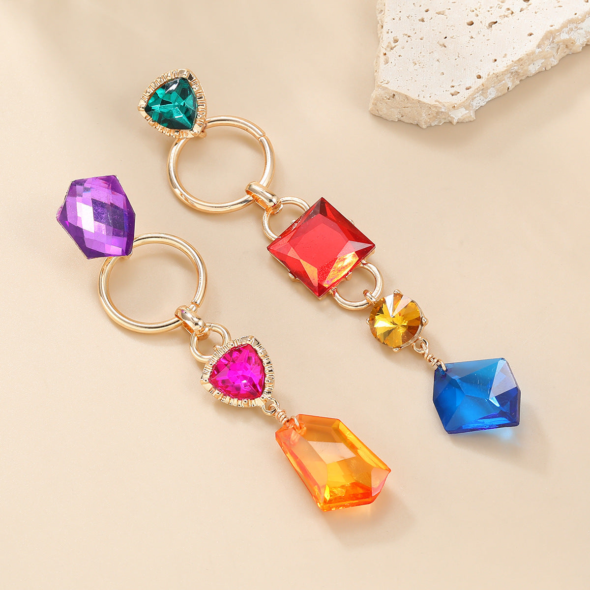 Wholesale multi-layer geometric shape acrylic alloy earrings ACC-ES-JL009