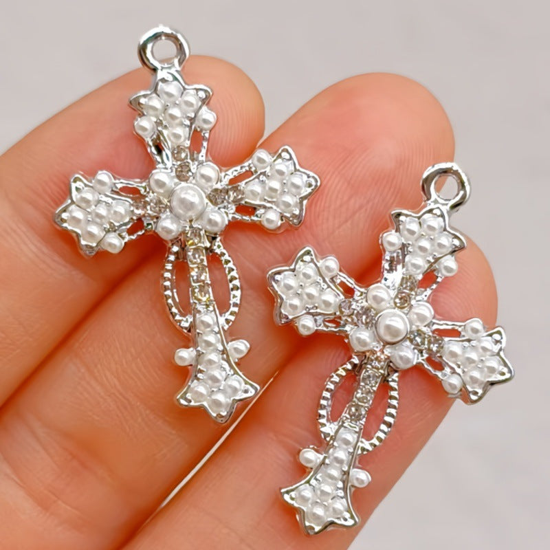 Wholesale 10pcs Alloy memory diamond cross accessories earrings necklace pendant jewelry ornaments earring DIY materials
