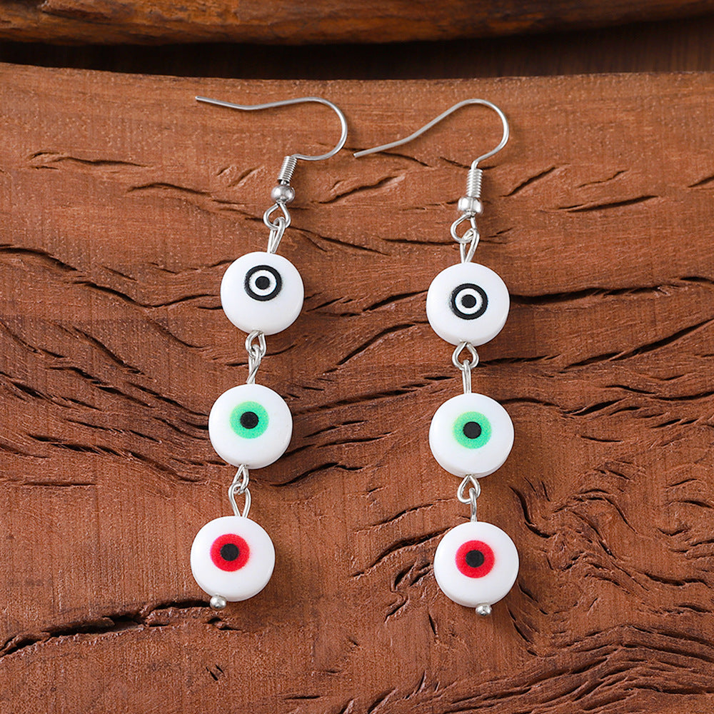 Wholesale Retro Evil Eye Tassel Flower Earrings Zinc Alloy Boutique Resale Jewelry Accessory