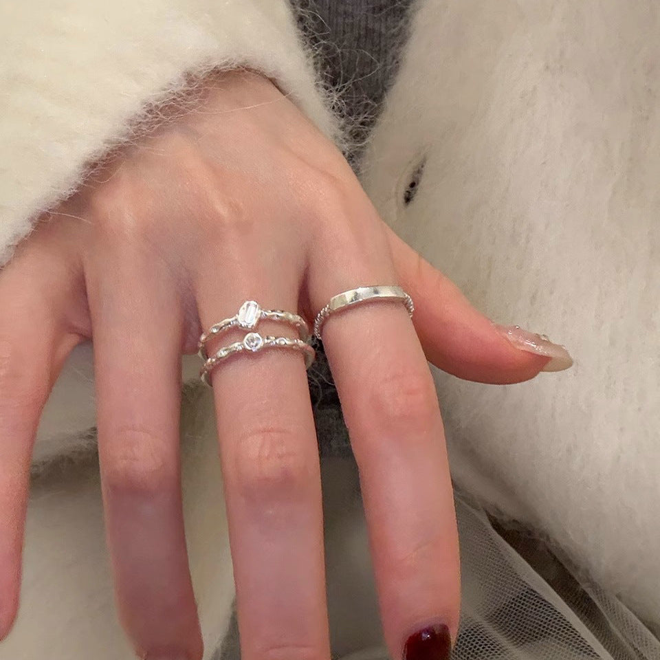 Wholesale  Double Layer Zircon Texture Pattern Open Adjustable Ring