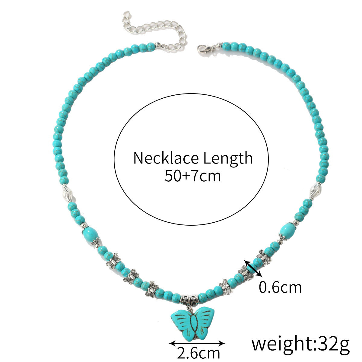Wholesale Natural Turquoise Beaded Bohemian Ethnic Style Double-Layer Necklace