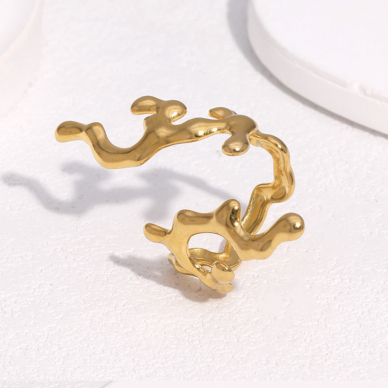 Wholesale Fashion Stainless Steel Open Ring Gold Flower Design Gift Jewelry Accessory for Women Resale