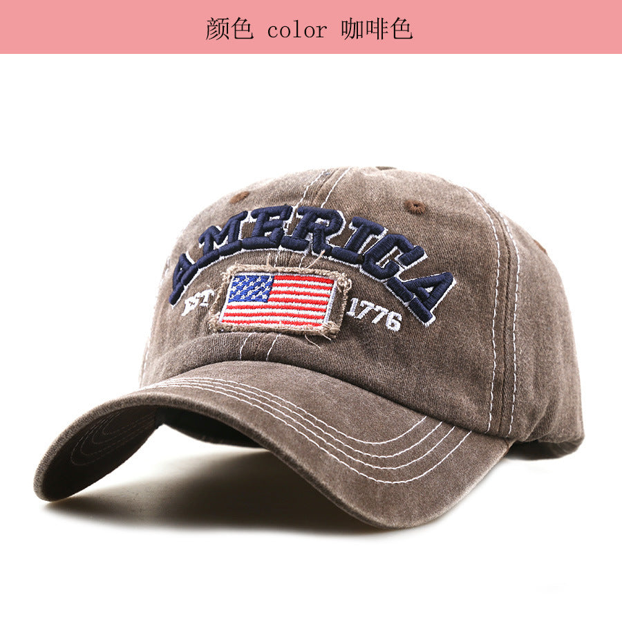 Wholesale Trendy American Flag Embroidered Baseball Cap,  Solid Black Unisex Sun Protection Hat,  Fashion Boutique Resale Gift