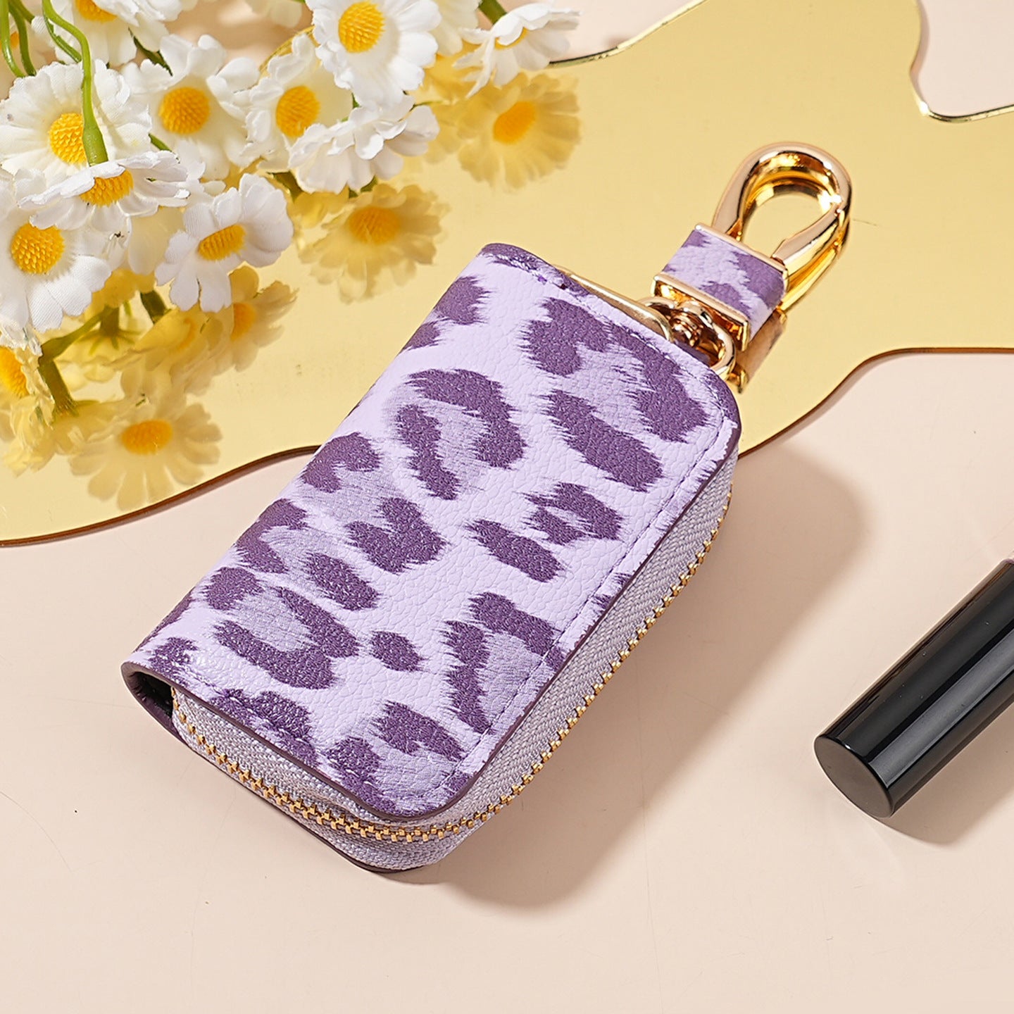 Wholesale PU Leather Leopard Print Car Key Holder Wallet Stylish Everyday Fashion Accessory Unisex Gift For Car Owners