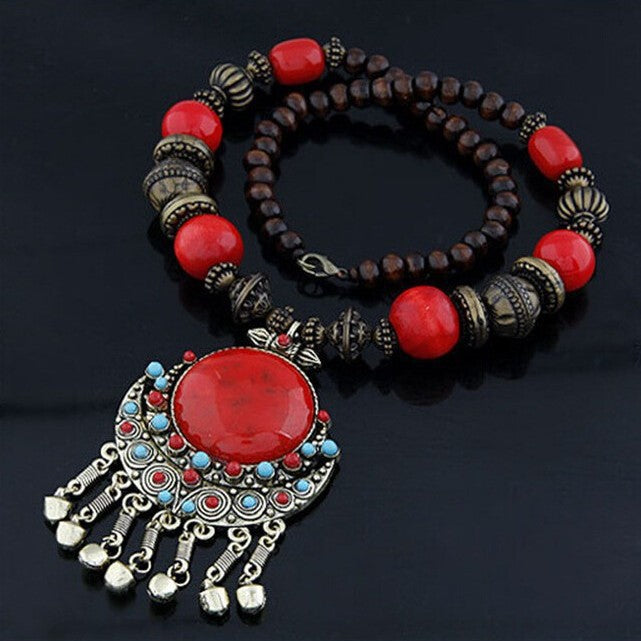 Wholesale Bohemian Turquoise Bell Pendant Long Necklace Alloy Fashion Boutique Resale