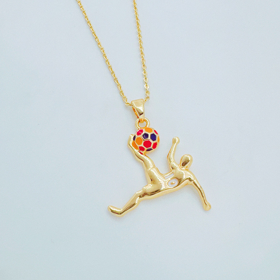 Wholesale Gold Plated Copper Football Pendant Necklace