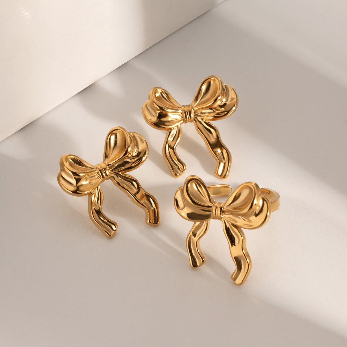 Wholesale 18k Gold Stainless Steel Earrings Bow Earrings ACC-ES-Wanx002