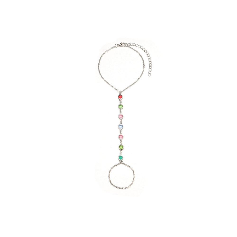 Wholesale  Ocean Vacation Style Color Crystal Beaded Adjustable Alloy anklet