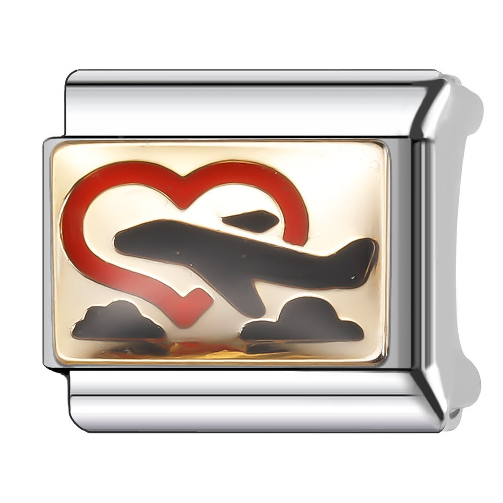 Wholesale Italian Charm Bracelet 9mm DIY Splicing Gold Chess Series Stainless Steel Composable Bracelet