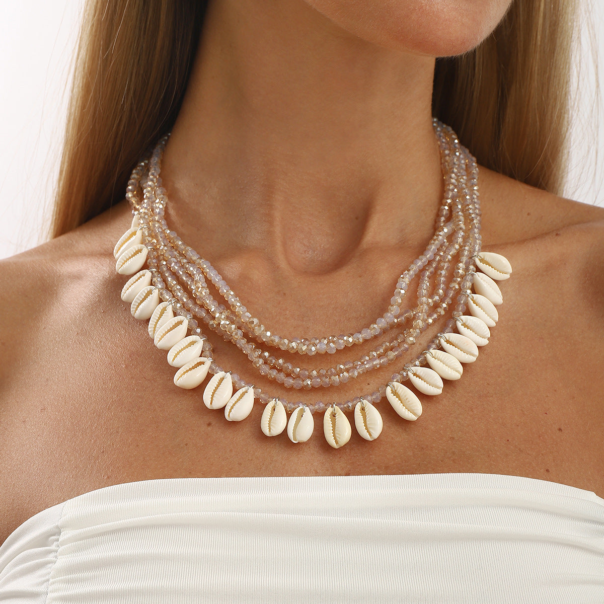 Wholesale exaggerated retro imitation crystal multi-layer necklace