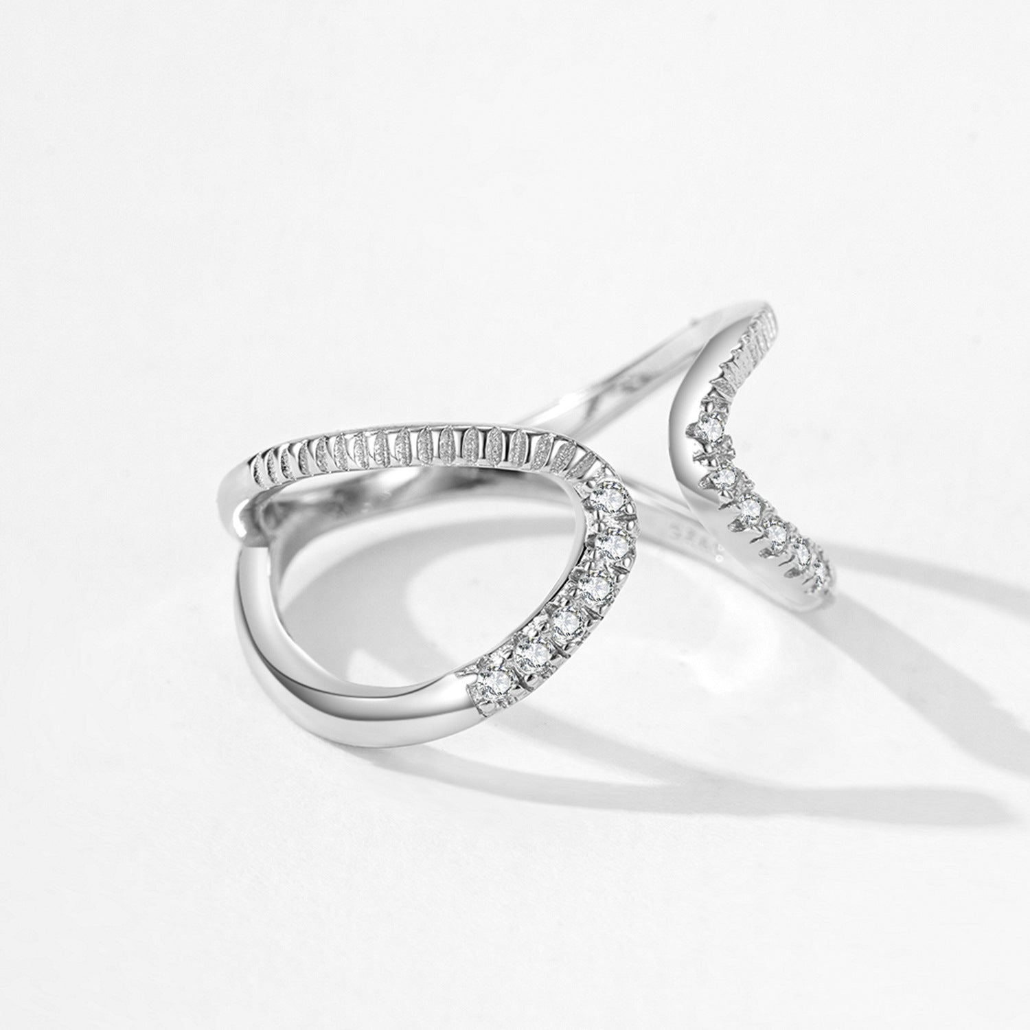 Wholesale S925 sterling silver double layer open ring hollow line ring