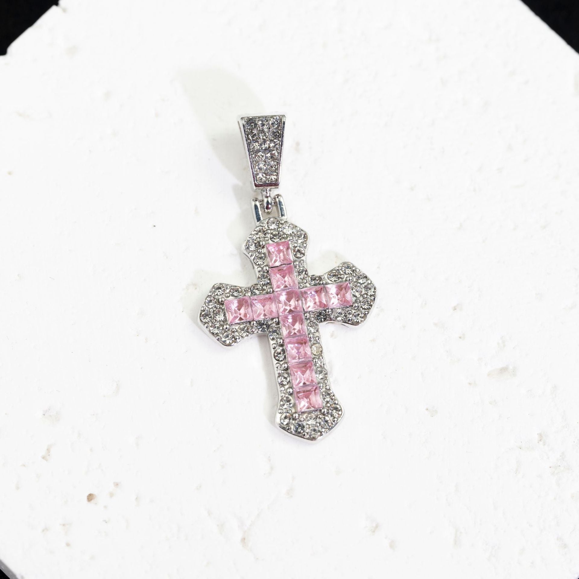 Wholesale Titanium Steel Hip Hop Cross Pendant Necklace Zircon Studded Sweater Chain For Everyday Wear