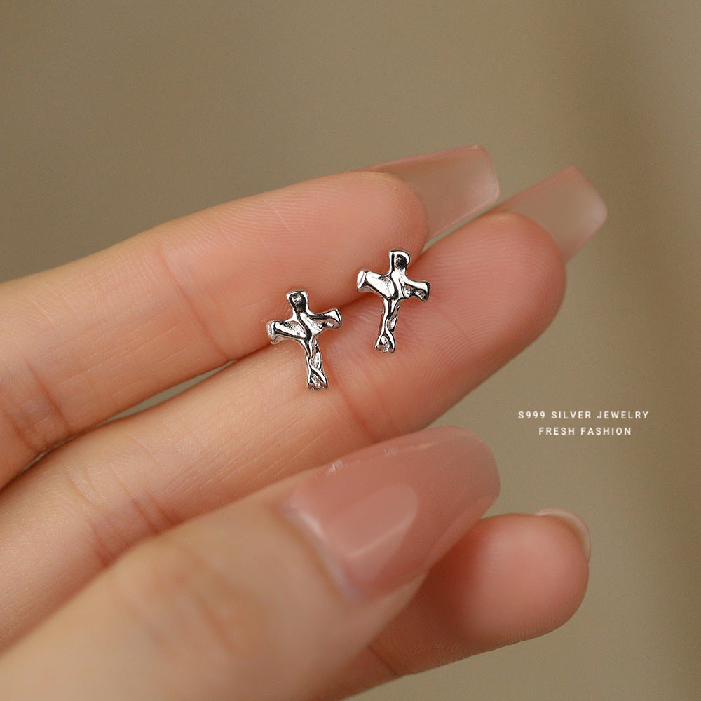 Wholesale Cross S999 Sterling Silver Earrings