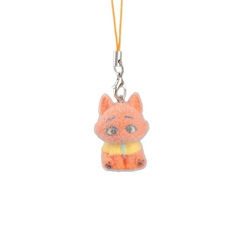 Wholesale Cartoon 3D flocked keychain student mobile phone charm