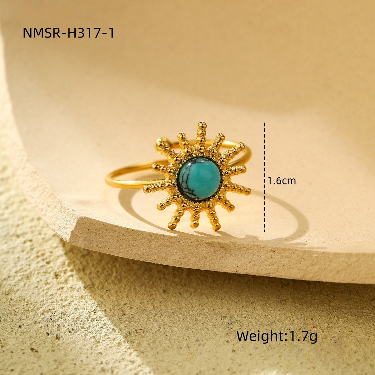 Wholesale Retro Style Stainless Steel Turquoise Adjustable Ring,  Jewelry Accessory for Resale