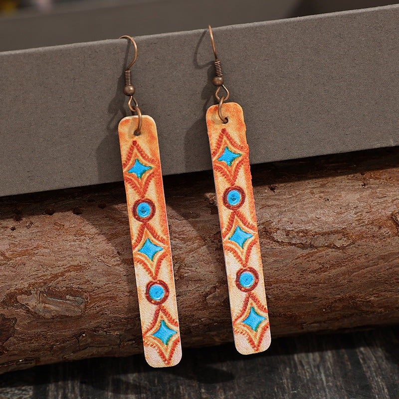 Wholesale Bohemian Retro Geometric Leather Earrings - Fashion Accessory for Party Wear