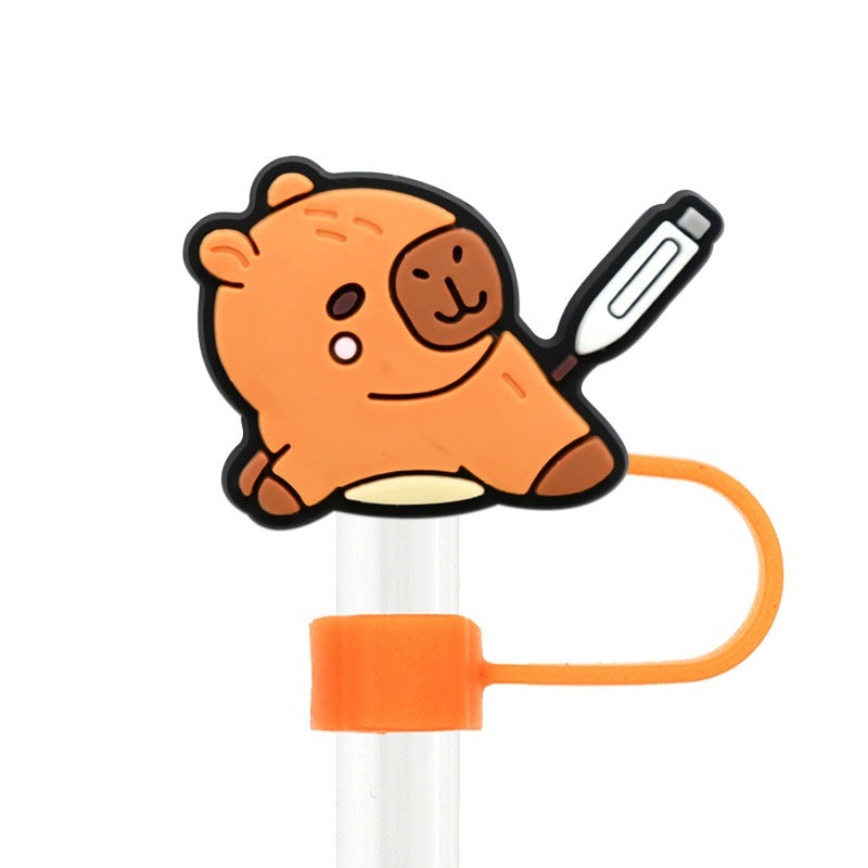 Wholesale Random 100pcs cartoon medical   10mm PVC Soft Straw Tube Cap