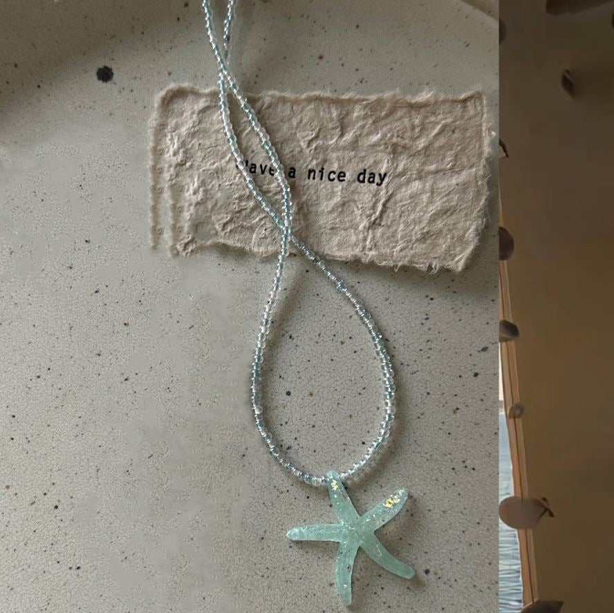 Wholesale Dancing Starfish Summer Beach Fresh Dopamine Necklace