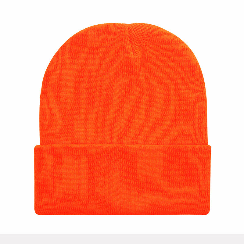 Wholesale Solid color knitted hat,  smooth plate cold hat curled brim Hat