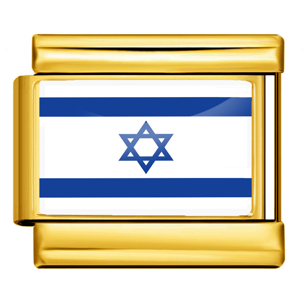 Wholesale 5pcs Italian Charm Bracelet 9mm DIY Splicing Gold Base World Flag Stainless Steel Composable Bracelet