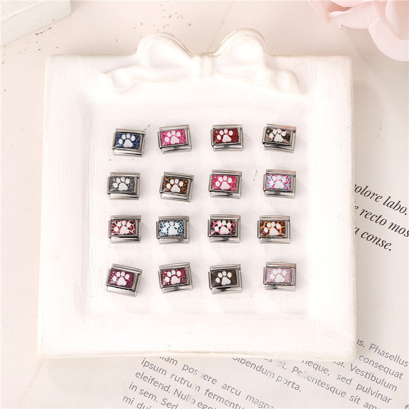 Wholesale Fashion Accessory Stainless Steel Cat Paw Leopard Print DIY Bracelet Module Charm For Jewelry Making And Boutique Resale