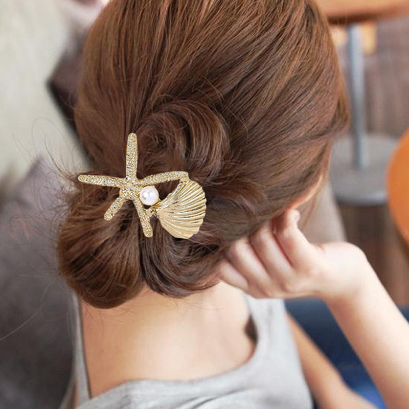 Wholesale Golden shell starfish conch hair scrunchies