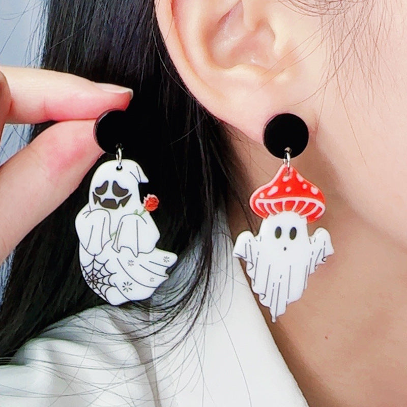 Wholesale Halloween Rainbow Ghost printed acrylic earrings